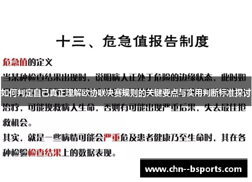 如何判定自己真正理解欧协联决赛规则的关键要点与实用判断标准探讨 如何判定自己真正理解欧协联决赛规则的关键要点与实用判断标准探讨